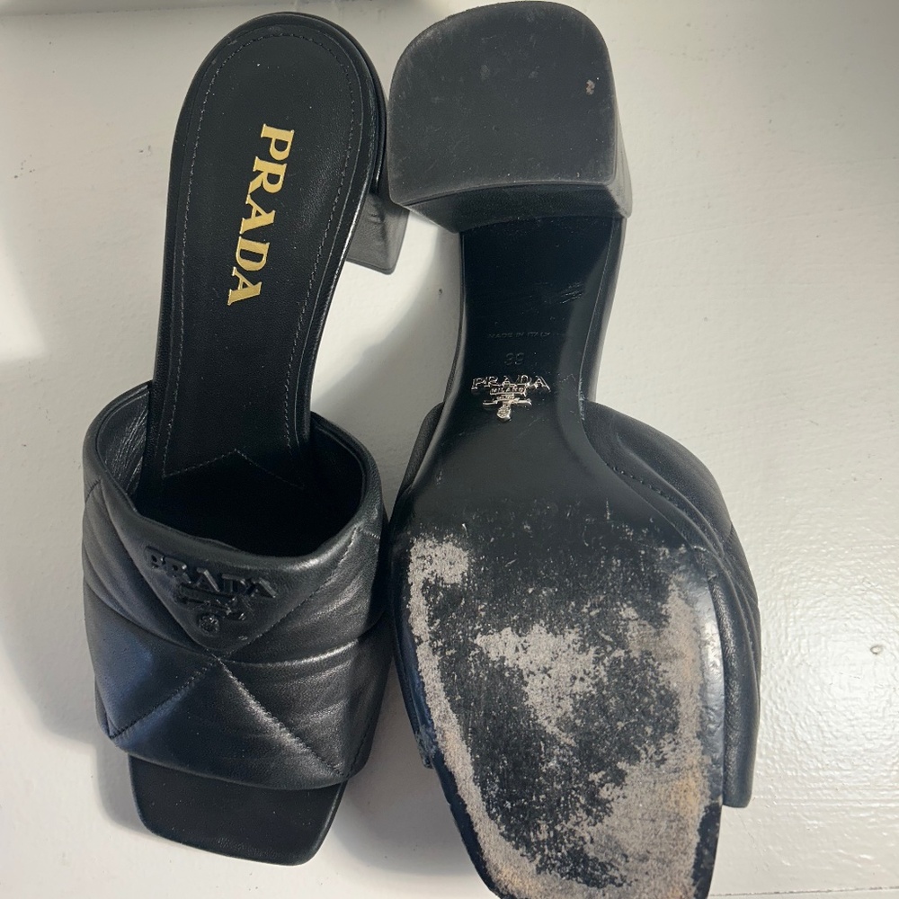 Prada Leather Quilted Black Slides Size 40 - Picture 4 of 4